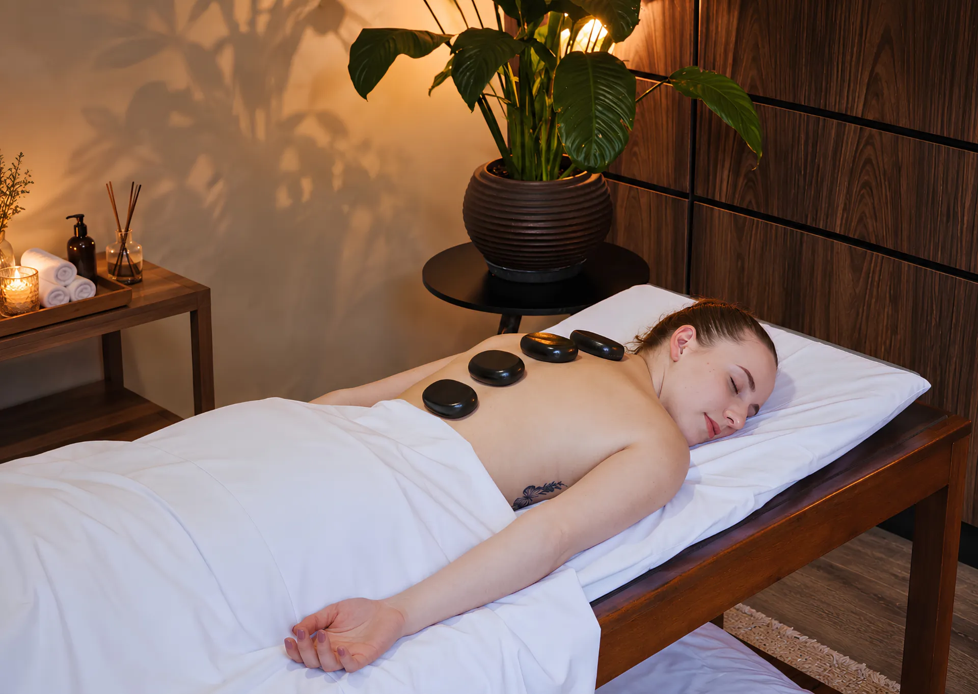 Massagem com pedras quentes